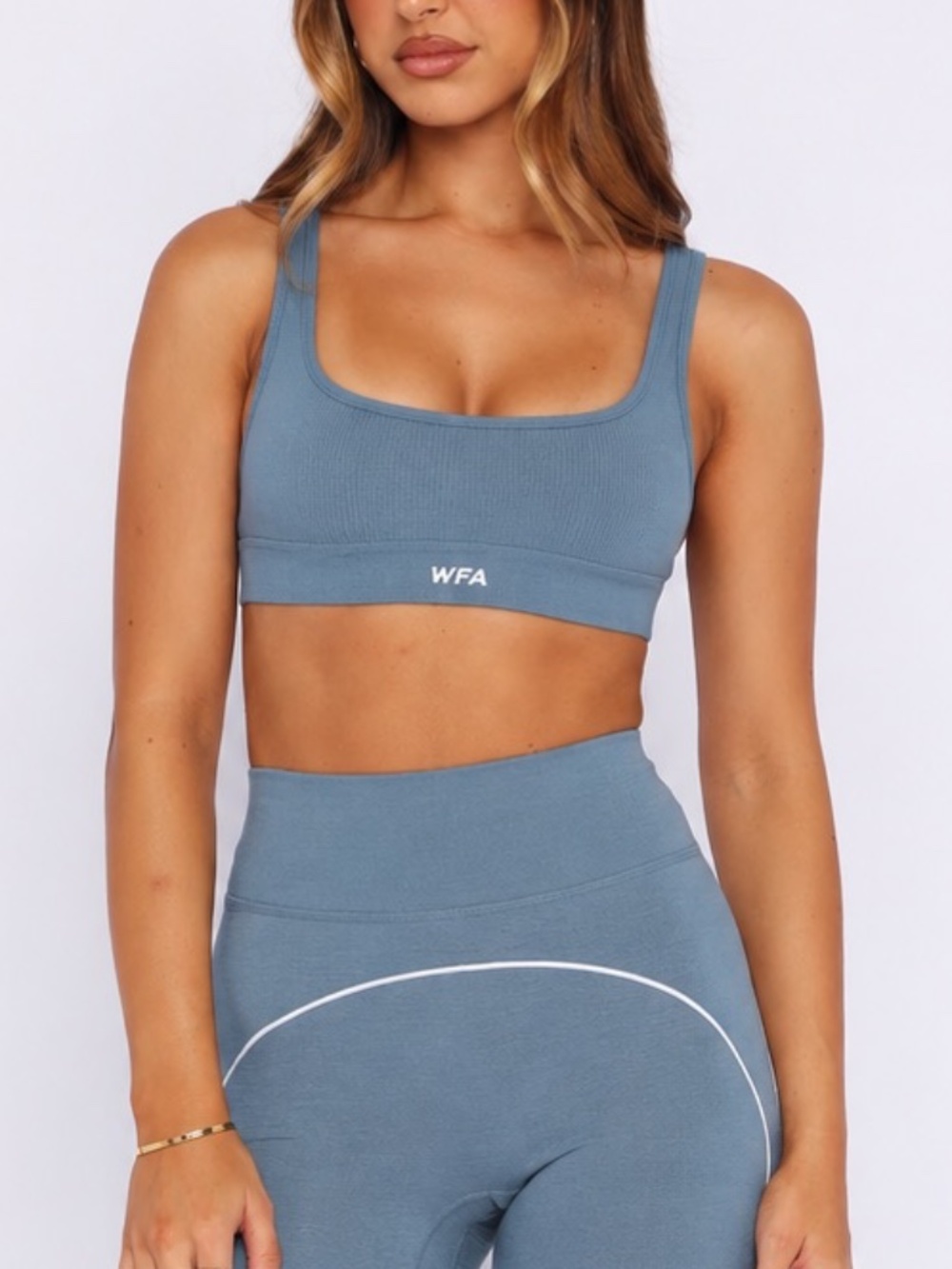 White Fox Active | Ribbed Sports Bra Size S | Blue Grey